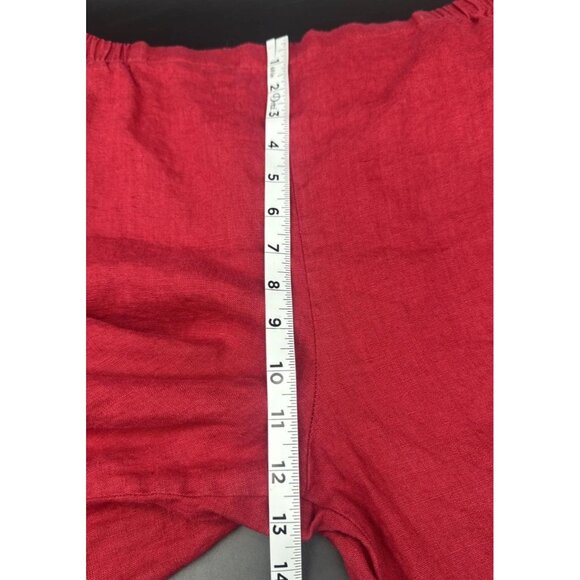 FLAX Women’s Red Linen Lagenlook Elastic Waist High Rise Pull On Pants Sz L - Picture 9 of 11